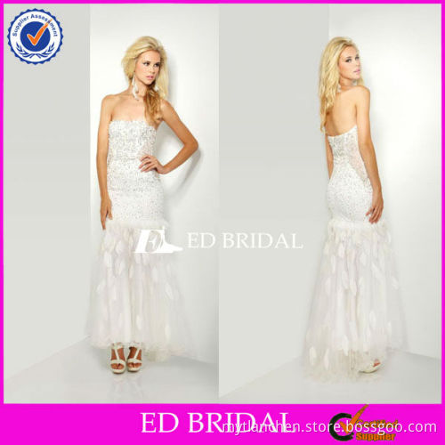 LBD013 Strapless Beaded Bodice Mermaid Chiffon Maxi Evening Debutante Dress